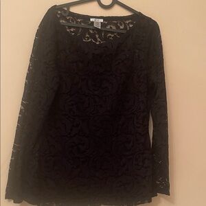 Cache Elegant Black Lace Blouse